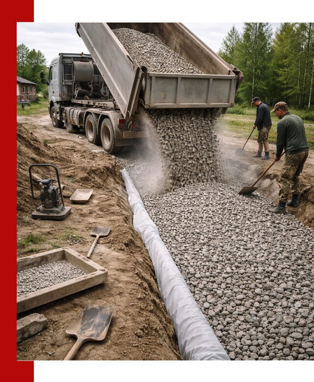 Гравий для дренажа с доставкой в Сасове качественный и недорогой