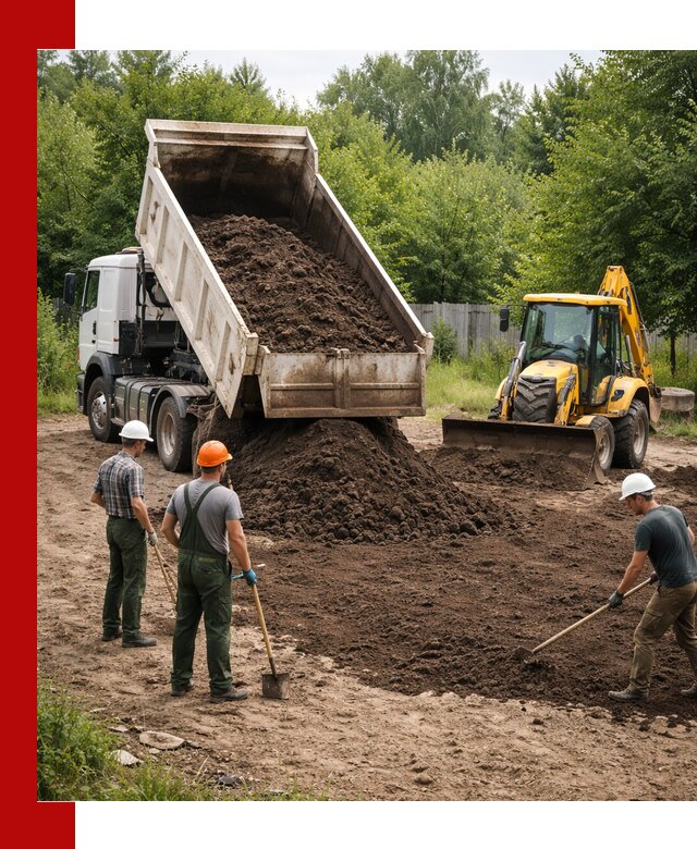 Доставка и укладка грунта для выравнивания участка в Сасове