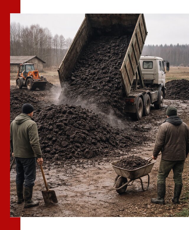 Доставка низинного торфа с разгрузкой и доставкой в Сасове