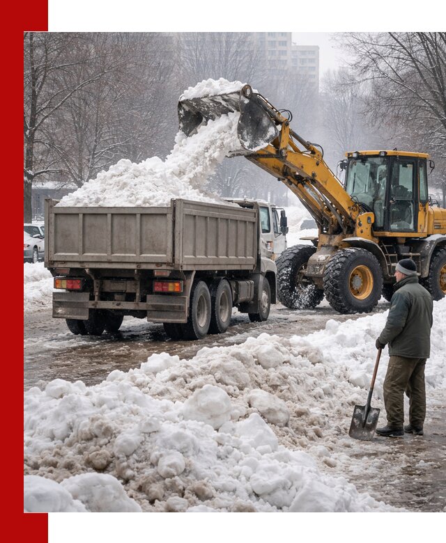 Вывоз снега грузовой техникой в Сасове оперативно и чисто
