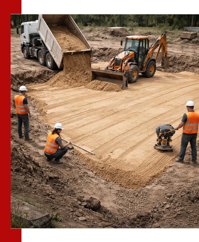 Устройство песчаной подушки для фундаментов и дорог в Сасове